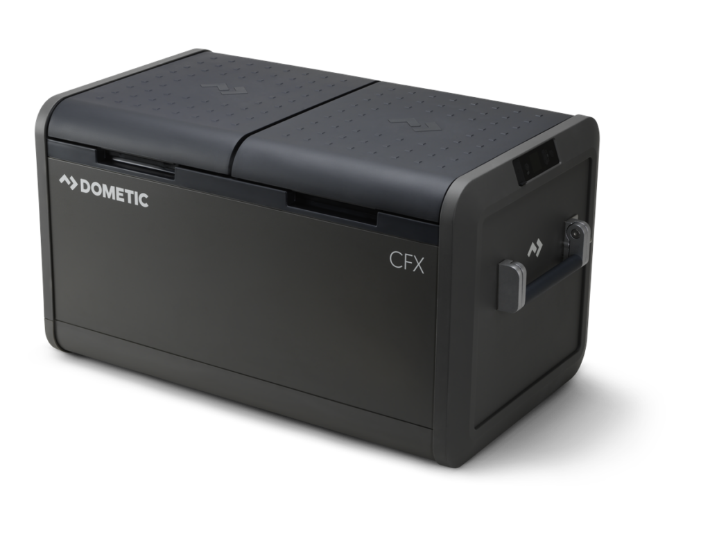 Dometic CFX portable cooler for outdoor camping and travel.