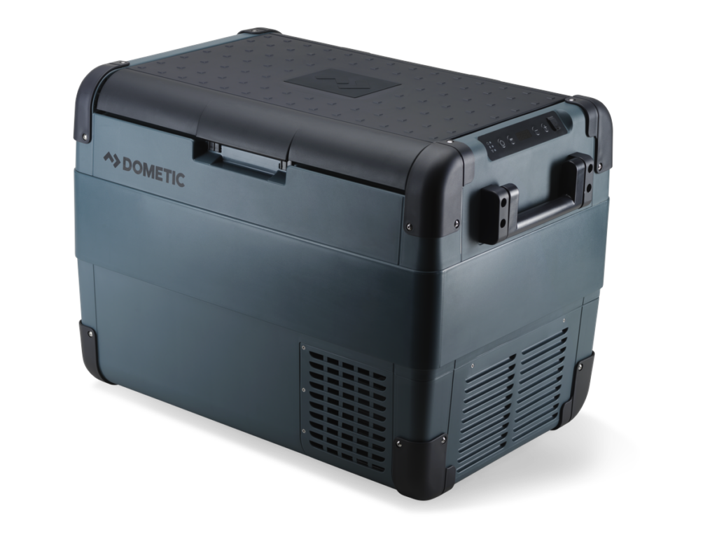 Dometic portable cooler for camping and outdoor activities.