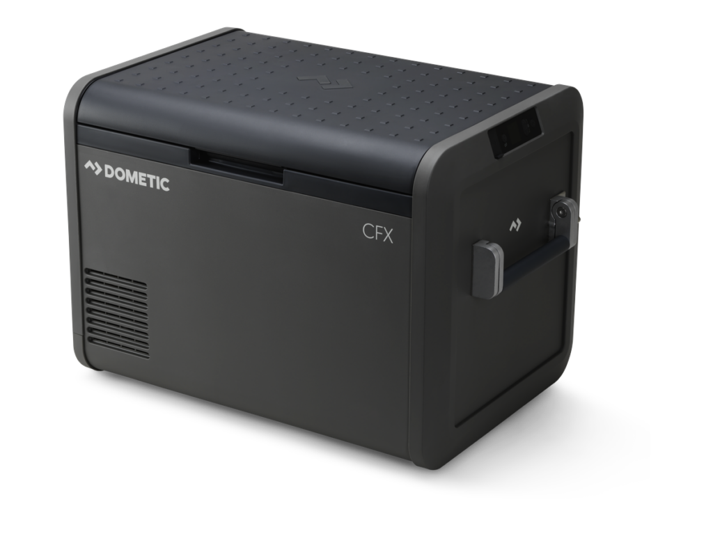 Dometic CFX portable cooler for outdoor camping and travel.