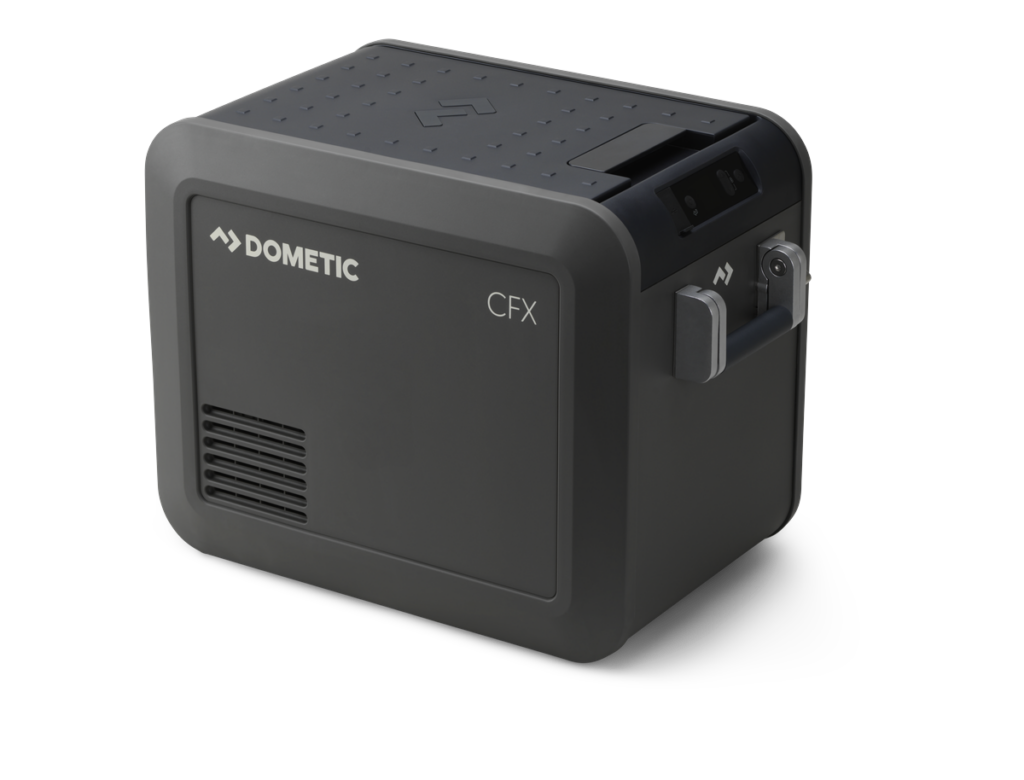 Dometic CFX portable cooler for outdoor camping and travel.